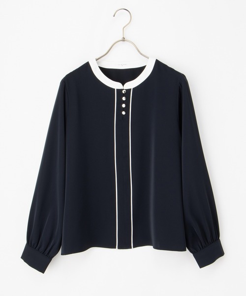 Honeys(ハニーズ)の「配色使いブラウス(シャツ/ブラウス・レディース・ホワイト/ネイビー/ミント/ブラック系・S/M/L/LL/3L)」の19枚目の写真