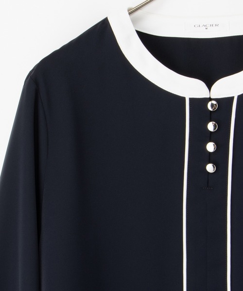 Honeys(ハニーズ)の「配色使いブラウス(シャツ/ブラウス・レディース・ホワイト/ネイビー/ミント/ブラック系・S/M/L/LL/3L)」の20枚目の写真