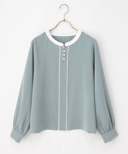 Honeys(ハニーズ)の「配色使いブラウス(シャツ/ブラウス・レディース・ホワイト/ネイビー/ミント/ブラック系・S/M/L/LL/3L)」の21枚目の写真