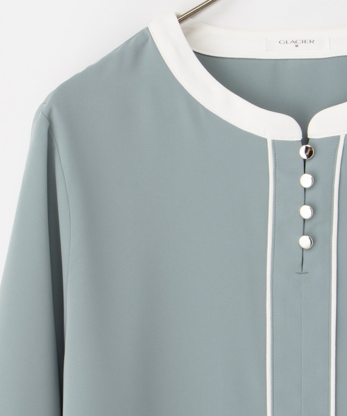 Honeys(ハニーズ)の「配色使いブラウス(シャツ/ブラウス・レディース・ホワイト/ネイビー/ミント/ブラック系・S/M/L/LL/3L)」の22枚目の写真