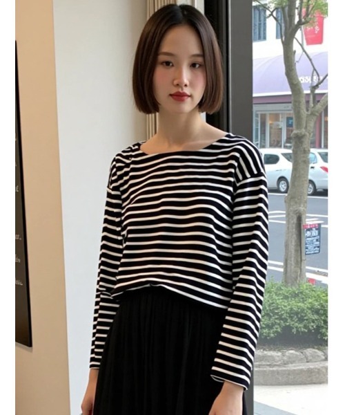 Edit Sheen(エディットシーン)の「ボートネックボーダープルオーバー(Tシャツ/カットソー・レディース・グリーン系その他/ブラック×ホワイト/ホワイト×ネイビー・M)」の3枚目の写真