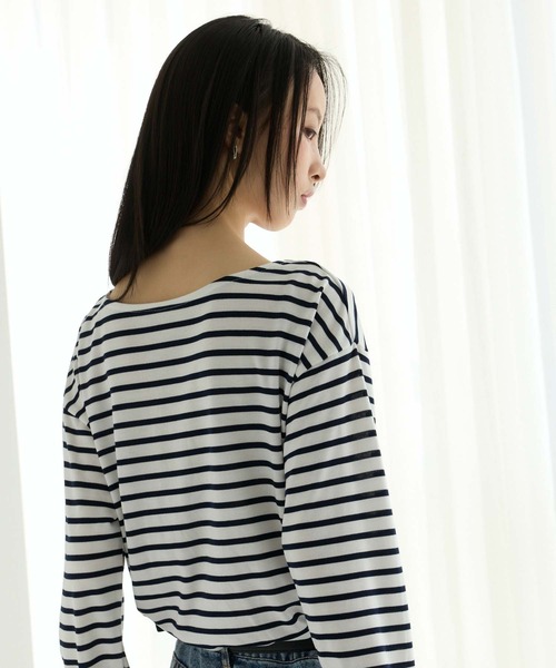 Edit Sheen(エディットシーン)の「ボートネックボーダープルオーバー(Tシャツ/カットソー・レディース・グリーン系その他/ブラック×ホワイト/ホワイト×ネイビー・M)」の16枚目の写真