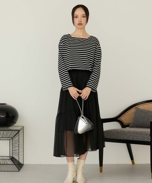 Edit Sheen(エディットシーン)の「ボートネックボーダープルオーバー(Tシャツ/カットソー・レディース・グリーン系その他/ブラック×ホワイト/ホワイト×ネイビー・M)」の21枚目の写真