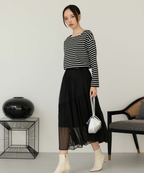 Edit Sheen(エディットシーン)の「ボートネックボーダープルオーバー(Tシャツ/カットソー・レディース・グリーン系その他/ブラック×ホワイト/ホワイト×ネイビー・M)」の5枚目の写真