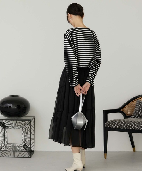 Edit Sheen(エディットシーン)の「ボートネックボーダープルオーバー(Tシャツ/カットソー・レディース・グリーン系その他/ブラック×ホワイト/ホワイト×ネイビー・M)」の6枚目の写真