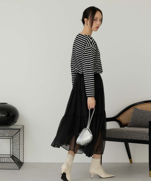 Edit Sheen(エディットシーン)の「ボートネックボーダープルオーバー(Tシャツ/カットソー・レディース・グリーン系その他/ブラック×ホワイト/ホワイト×ネイビー・M)」の7枚目の写真