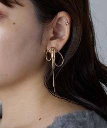 メタルチェーンリボンピアス
