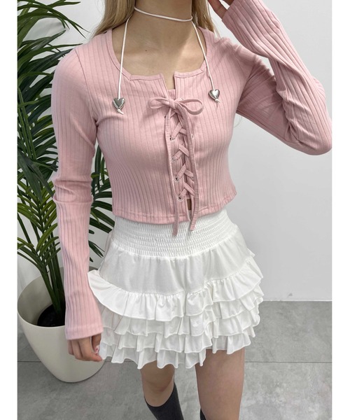 極美品 未使用に近い 大きいサイズ バーバリーロンドン レースアップTシャツ PHILLY】コンパクトレースアップロンT（Tシャツ/カットソー