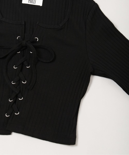 PHILLY（フィリー）の「【PHILLY】コンパクトレースアップロンT（Tシャツ/カットソー・レディース・ピンク/ブラック/グレー・FREE）」の22枚目の写真
