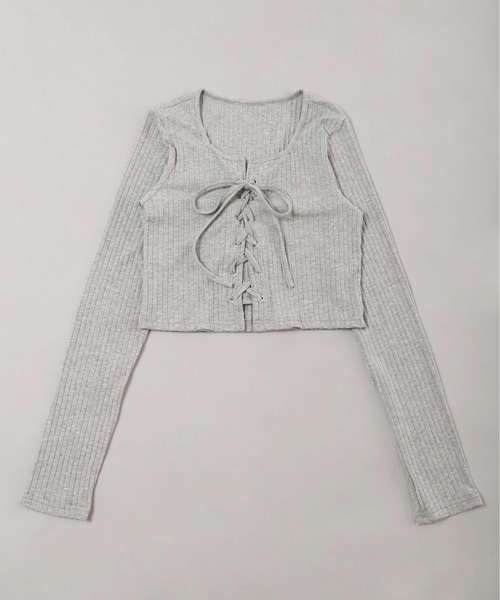 PHILLY（フィリー）の「【PHILLY】コンパクトレースアップロンT（Tシャツ/カットソー・レディース・ピンク/ブラック/グレー・FREE）」の18枚目の写真