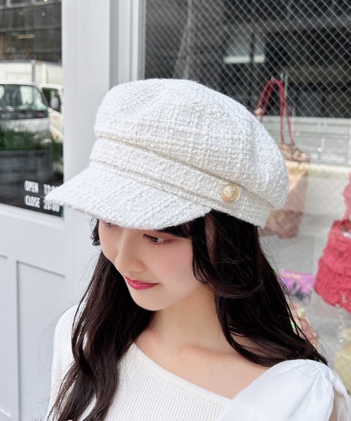 INGNI（イング）の「ツイードキャスケット（ハット・レディース・ブラック/アイボリー・ONE SIZE）」の2枚目の写真