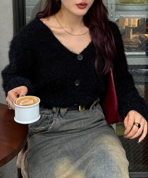 efill(エフィル)の「シャギーカーディガン(カーディガン/ボレロ・レディース・ブラック/グレー・FREE)」の10枚目の写真