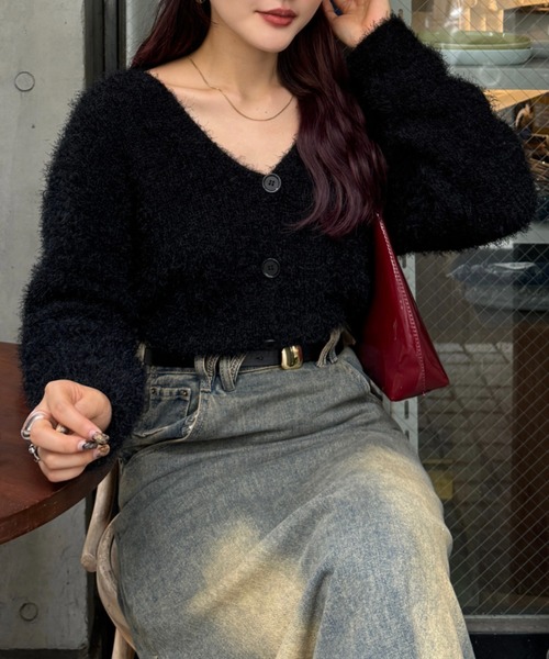 efill(エフィル)の「シャギーカーディガン(カーディガン/ボレロ・レディース・ブラック/グレー・FREE)」の11枚目の写真