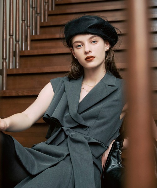 EIMY ISTOIRE（エイミーイストワール）の「フェイクレザーチュールベレー（ハンチング/ベレー帽・レディース・ブラック・F）」の3枚目の写真