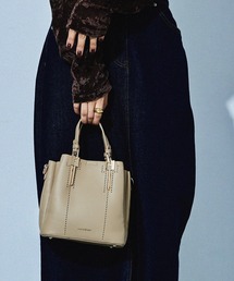 HUNDRED（ハンドレッド）の「パンチデザインハンドバッグ ハンドバッグ ミニ 2way レディース シンプル ミニバッグ ショルダーバッグ（ハンドバッグ）」