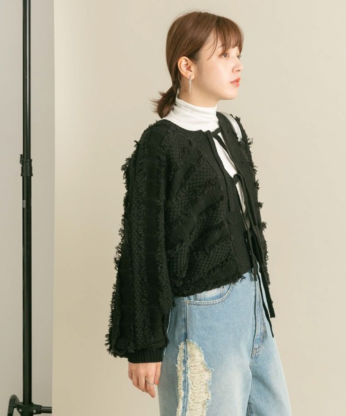 KBF（ケイビーエフ）の「『WEB/一部店舗限定』フリンジリボンカーディガン（カーディガン/ボレロ・レディース・アイボリー/レッド/ブラック・ONE）」の10枚目の写真