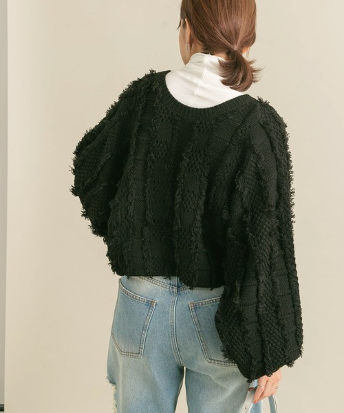 KBF（ケイビーエフ）の「『WEB/一部店舗限定』フリンジリボンカーディガン（カーディガン/ボレロ・レディース・アイボリー/レッド/ブラック・ONE）」の11枚目の写真