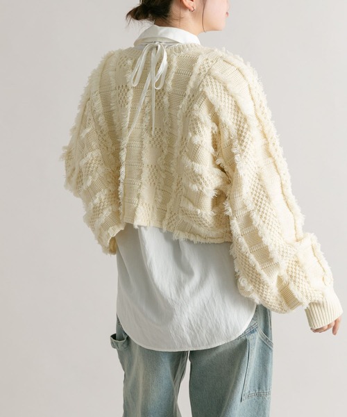 KBF（ケイビーエフ）の「『WEB/一部店舗限定』フリンジリボンカーディガン（カーディガン/ボレロ・レディース・アイボリー/レッド/ブラック・ONE）」の15枚目の写真