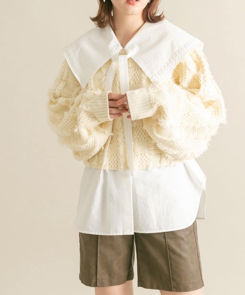 KBF（ケイビーエフ）の「『WEB/一部店舗限定』フリンジリボンカーディガン（カーディガン/ボレロ・レディース・アイボリー/レッド/ブラック・ONE）」の19枚目の写真