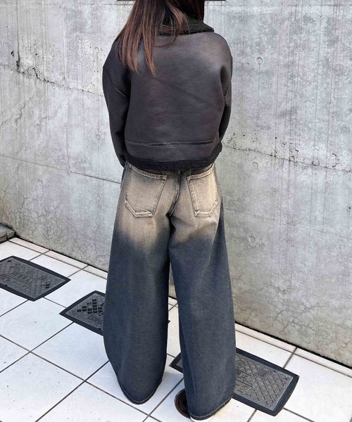 INGNI（イング）の「クロップド丈フライトジャケット（ブルゾン・レディース・ブラック×ブラック/ブラック×ホワイト/ブラウン系その他4・M）」の22枚目の写真