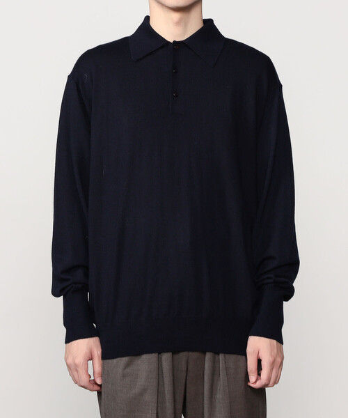 Kaptain Sunshine(キャプテン サンシャイン)の「KAPTAIN SUNSHINE | カシミヤ ニットポロシャツ MEN(ニット/セーター・メンズ・ネイビー・38/40)」の6枚目の写真