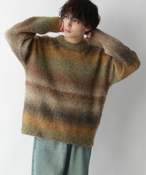 RAGEBLUE（レイジブルー）の「【UNISEX】ブークレグラデーション クルーネックルーズニット（ニット/セーター・メンズ・ブラック系その他/イエロー系その他/ブラウン系その他・LARGE/MEDIUM）」の16枚目の写真