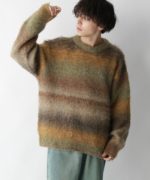 RAGEBLUE（レイジブルー）の「【UNISEX】ブークレグラデーション クルーネックルーズニット（ニット/セーター・メンズ・ブラック系その他/イエロー系その他/ブラウン系その他・LARGE/MEDIUM）」の17枚目の写真