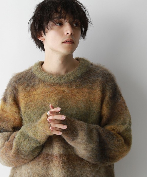 RAGEBLUE（レイジブルー）の「【UNISEX】ブークレグラデーション クルーネックルーズニット（ニット/セーター・メンズ・ブラック系その他/イエロー系その他/ブラウン系その他・LARGE/MEDIUM）」の19枚目の写真