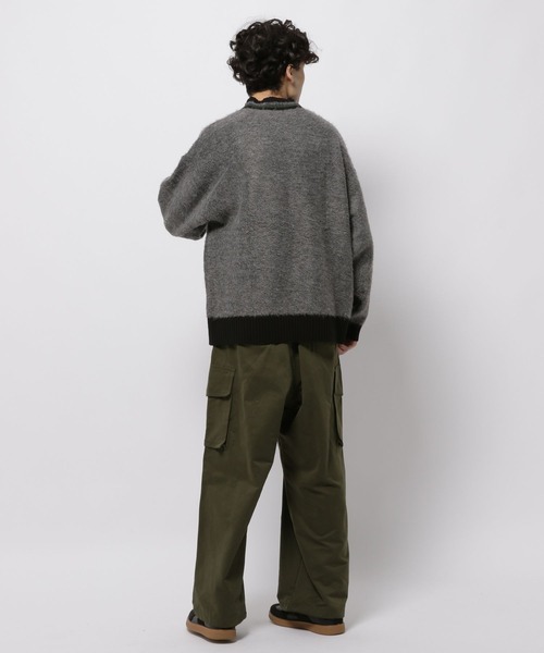 niko and...（ニコアンド）の「ブークレ襟ラインニットVネックプルオーバー（ニット/セーター・メンズ・チャコール/アイボリー/グリーン・LARGE/MEDIUM）」の5枚目の写真