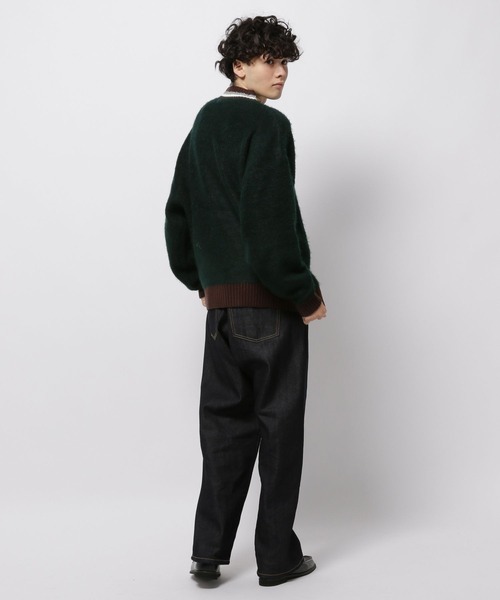 niko and...（ニコアンド）の「ブークレ襟ラインニットVネックプルオーバー（ニット/セーター・メンズ・チャコール/アイボリー/グリーン・LARGE/MEDIUM）」の9枚目の写真