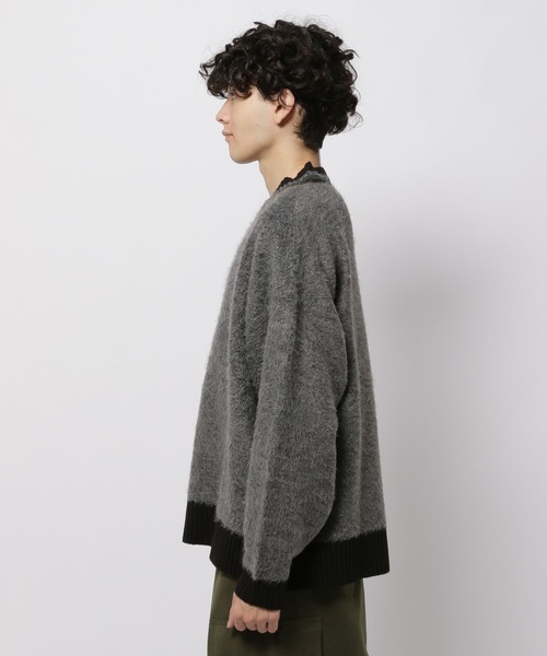 niko and...（ニコアンド）の「ブークレ襟ラインニットVネックプルオーバー（ニット/セーター・メンズ・チャコール/アイボリー/グリーン・LARGE/MEDIUM）」の11枚目の写真