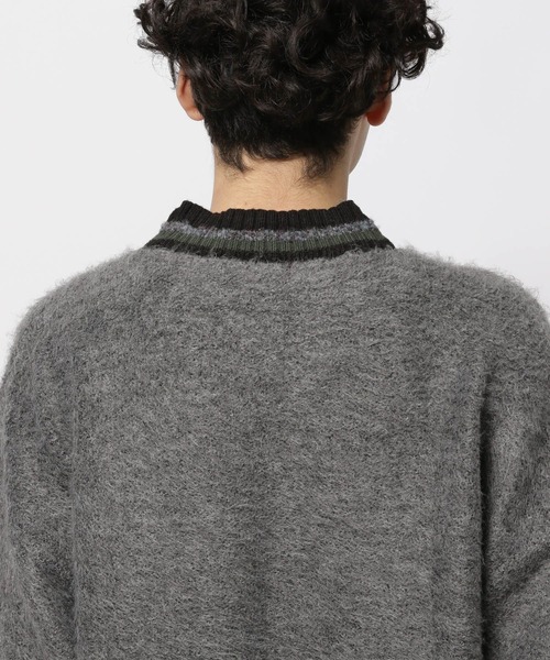 niko and...（ニコアンド）の「ブークレ襟ラインニットVネックプルオーバー（ニット/セーター・メンズ・チャコール/アイボリー/グリーン・LARGE/MEDIUM）」の16枚目の写真