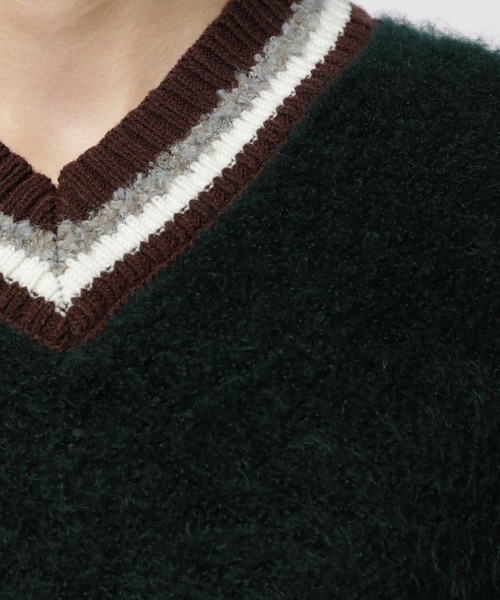 niko and...（ニコアンド）の「ブークレ襟ラインニットVネックプルオーバー（ニット/セーター・メンズ・チャコール/アイボリー/グリーン・LARGE/MEDIUM）」の19枚目の写真