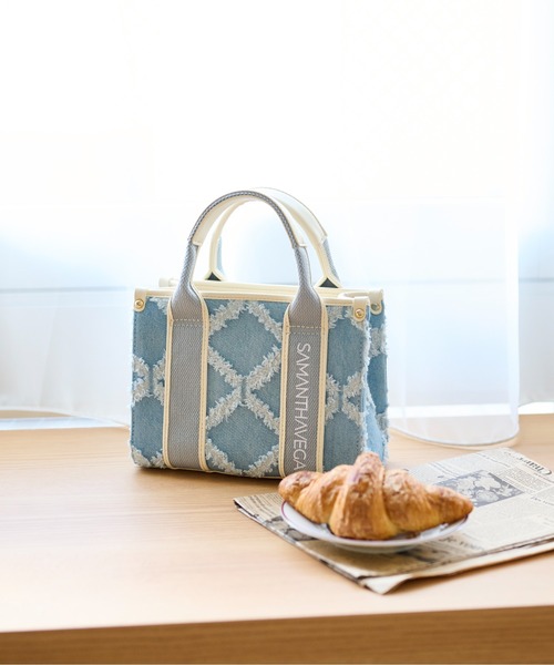 SAMANTHAVEGA(サマンサベガ)の「ロゴテープデニム風トート(ミニ)(ショルダーバッグ・レディース・ネイビー/ブラック/ホワイト/ライトインディゴブルー・FREE)」の9枚目の写真