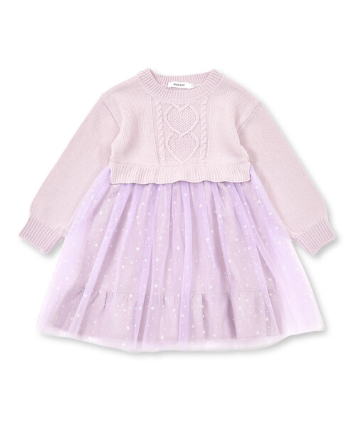 SLAP SLIP（スラップスリップ）の「キラキラプリントチュールニットドッキングワンピース(80~130cm)（ワンピース・キッズ・パープル/ブルー・80ｃｍ/90cm/100cm/130cm/110cm/120cm）」の9枚目の写真