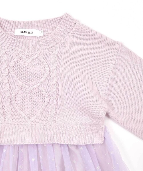 SLAP SLIP（スラップスリップ）の「キラキラプリントチュールニットドッキングワンピース(80~130cm)（ワンピース・キッズ・パープル/ブルー・80ｃｍ/90cm/100cm/130cm/110cm/120cm）」の7枚目の写真