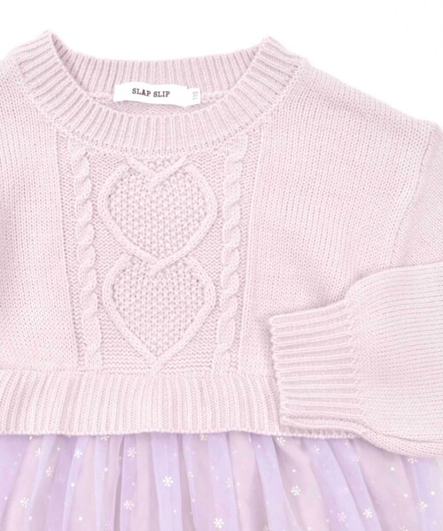 SLAP SLIP（スラップスリップ）の「キラキラプリントチュールニットドッキングワンピース(80~130cm)（ワンピース・キッズ・パープル/ブルー・80ｃｍ/90cm/100cm/130cm/110cm/120cm）」の6枚目の写真