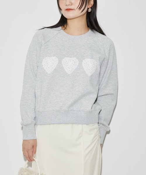 Firsthand（ファーストハンド）の「Firsthand/ファーストハンド オーガニックコットン ハートアップリケ ラグランスウェット（スウェット・レディース・グレー/ブラック・FREE）」の13枚目の写真