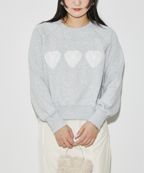 Firsthand（ファーストハンド）の「Firsthand/ファーストハンド オーガニックコットン ハートアップリケ ラグランスウェット（スウェット・レディース・グレー/ブラック・FREE）」の14枚目の写真