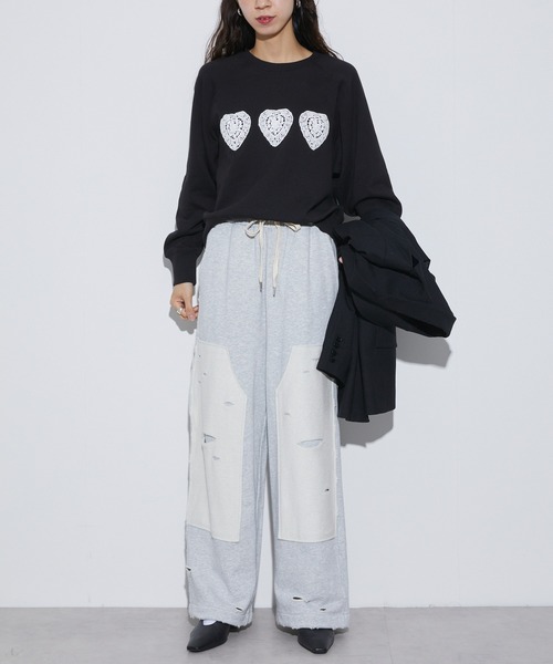 Firsthand（ファーストハンド）の「Firsthand/ファーストハンド オーガニックコットン ハートアップリケ ラグランスウェット（スウェット・レディース・グレー/ブラック・FREE）」の8枚目の写真