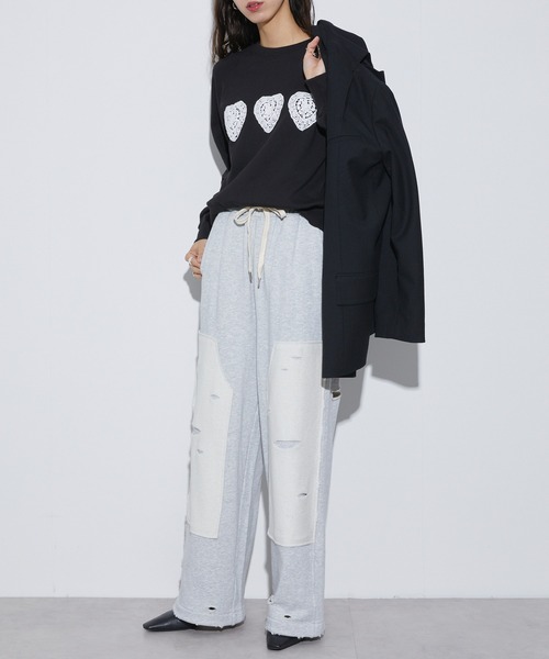 Firsthand（ファーストハンド）の「Firsthand/ファーストハンド オーガニックコットン ハートアップリケ ラグランスウェット（スウェット・レディース・グレー/ブラック・FREE）」の9枚目の写真