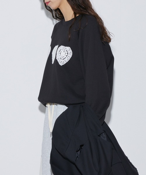 Firsthand（ファーストハンド）の「Firsthand/ファーストハンド オーガニックコットン ハートアップリケ ラグランスウェット（スウェット・レディース・グレー/ブラック・FREE）」の6枚目の写真