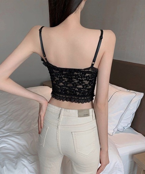 Lace Ladies(レースレディース)の「花柄 レース ハートネック パール付き ビスチェ(キャミソール・レディース・ブラック/ホワイト・FREE)」の20枚目の写真