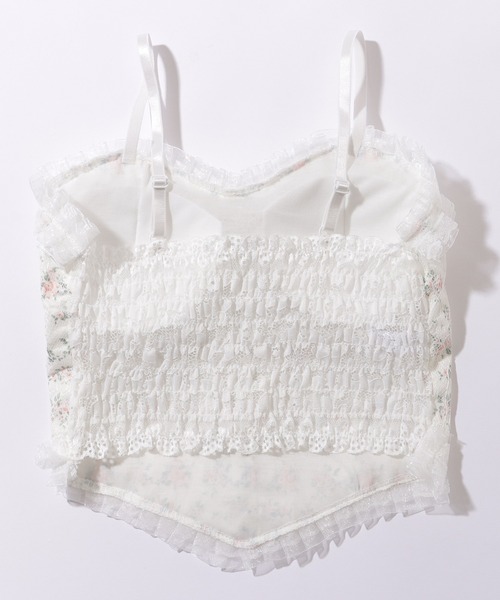 Lace Ladies(レースレディース)の「花柄 レース ハートネック パール付き ビスチェ(キャミソール・レディース・ブラック/ホワイト・FREE)」の9枚目の写真