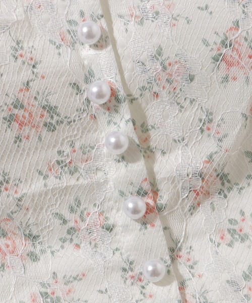 Lace Ladies(レースレディース)の「花柄 レース ハートネック パール付き ビスチェ(キャミソール・レディース・ブラック/ホワイト・FREE)」の8枚目の写真
