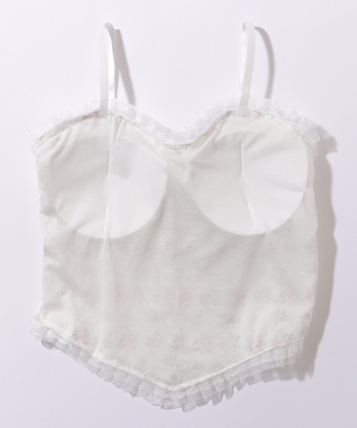 Lace Ladies(レースレディース)の「花柄 レース ハートネック パール付き ビスチェ(キャミソール・レディース・ブラック/ホワイト・FREE)」の3枚目の写真