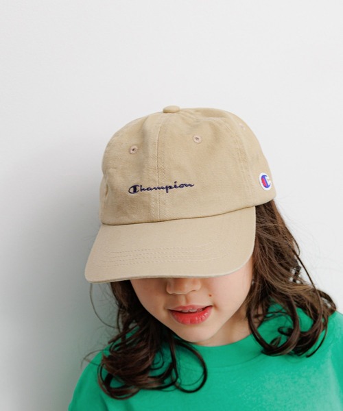 Champion（チャンピオン）の「【Champion(チャンピオン)】別注ツイル&デニムCAP(KIDS)（キャップ・キッズ・チャコール/ベージュ/ネイビー/パープル/ピンク/ブラック/サックスブルー・FREE）」の3枚目の写真
