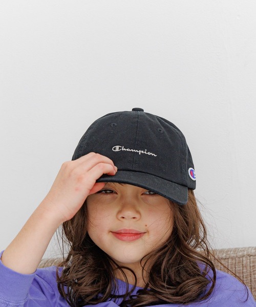 Champion（チャンピオン）の「【Champion(チャンピオン)】別注ツイル&デニムCAP(KIDS)（キャップ・キッズ・チャコール/ベージュ/ネイビー/パープル/ピンク/ブラック/サックスブルー・FREE）」の12枚目の写真
