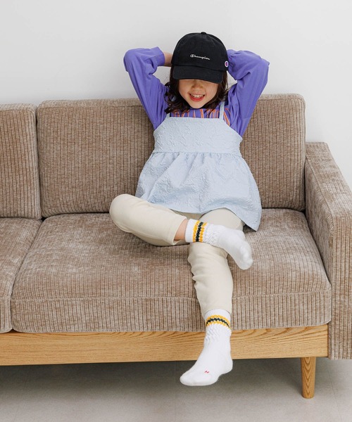 Champion（チャンピオン）の「【Champion(チャンピオン)】別注ツイル&デニムCAP(KIDS)（キャップ・キッズ・チャコール/ベージュ/ネイビー/パープル/ピンク/ブラック/サックスブルー・FREE）」の13枚目の写真