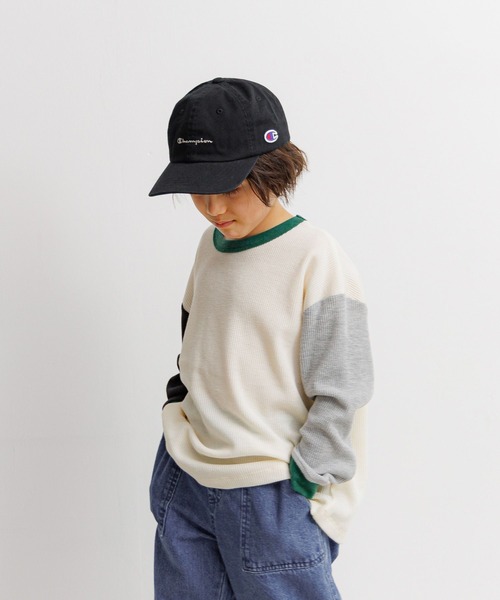 Champion（チャンピオン）の「【Champion(チャンピオン)】別注ツイル&デニムCAP(KIDS)（キャップ・キッズ・チャコール/ベージュ/ネイビー/パープル/ピンク/ブラック/サックスブルー・FREE）」の14枚目の写真